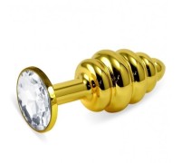 Анальная пробка Gold Small Plug рифленая бриллиант