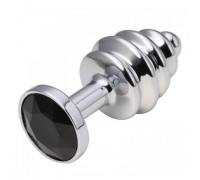 Анальная рельефная пробка Small Silver чёрная