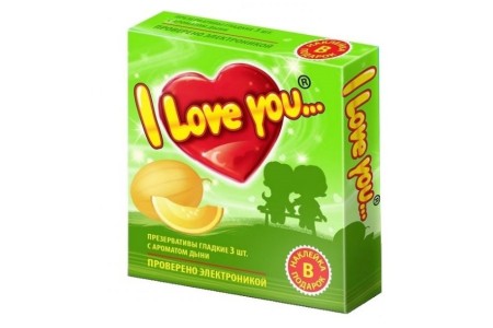 Презервативы с ароматом дыни I Love You + наклейка