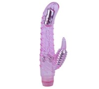 Рельефный вибратор с клиторальным стимулятором Crystal Laced G Dual Pink