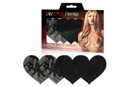 Черные кружевные и сатиновые пэстисы-сердца Satin amp; Lace Heart