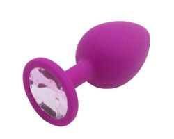 Пурпурная силиконовая пробка с нежно-фиолетовым стразом M