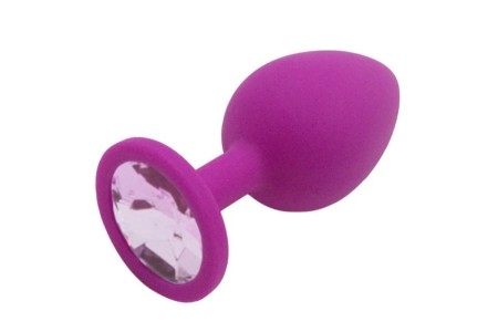 Пурпурная силиконовая пробка с нежно-фиолетовым стразом M
