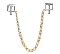 Квадратные зажимы с цепочкой Gold and White