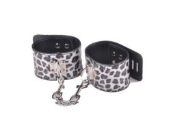 Леопардовые наручники серебристого окраса