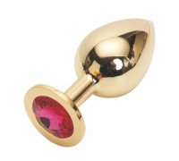 Большая золотистая пробка со стразом Gold Fuchsia L