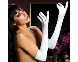 Атласные длинные белые перчатки