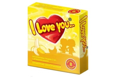 Презервативы с ароматом банана I Love You + наклейка