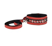 Ошейник с надписью Slave с поводком