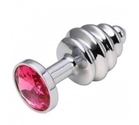 Анальная рельефная пробка Small Silver фуксия