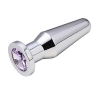 Конусная пробка с кристаллом Anal Plug Silver Purple L