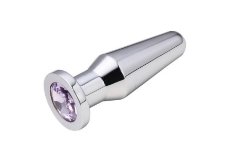 Конусная пробка с кристаллом Anal Plug Silver Purple L