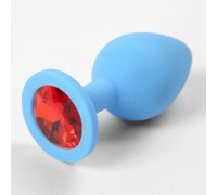 Голубая силиконовая пробка с рубиновым стразом