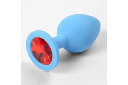 Голубая силиконовая пробка с рубиновым стразом
