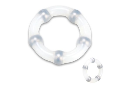 Белое кольцо с 5 шариками