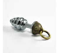 Анальная втулка рельефная The Parrot Metal Butt Plug-silver