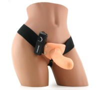 Фаллопротез с вибрацией Hollow Strap On - Flesh