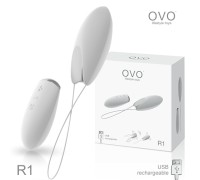 Белое виброяйцо OVO R1 на дистанционном управлении