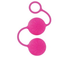 Яркие силиконовые вагинальные шарики с цветками Posh розовые