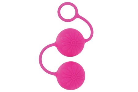 Яркие силиконовые вагинальные шарики с цветками Posh розовые