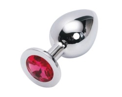 Стальная пробка Jewelry Plug Medium Silver рубиновая