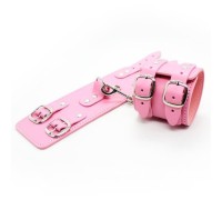 Широкие наручники с карабином - pink