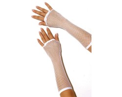 Длинные белые перчатки в сетку