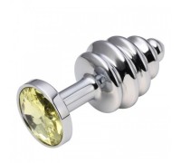 Анальная рельефная пробка Small Silver жёлтая