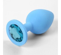 Голубая силиконовая пробка с голубым стразом