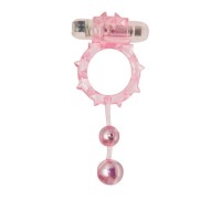 Виброкольцо с 2 утяжеляющими шариками розовое Ball Banger Cock Ring