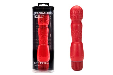 Красный массажер с гравюрой Scandalous Skull