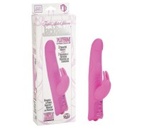 Розовый силиконовый вибратор со стимулятором клитора и тремя моторчиками Jack Rabbit