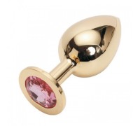Большая золотистая пробка со стразом Gold Pink L