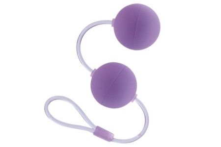 Фиолетовые вагинальные шарики на гибкой сцепке First Time