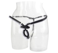 Черные силиконовые трусики с массажерами для пениса и вибростимуляцией клитора Love Rider