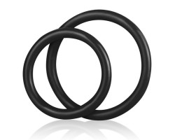 Набор из двух черных силиконовых колец разного диаметра Silicone Cock Ring set