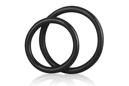 Набор из двух черных силиконовых колец разного диаметра Silicone Cock Ring set