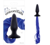 Анальная пробка с ярко-синим хвостом Unicorn Tails - Blue